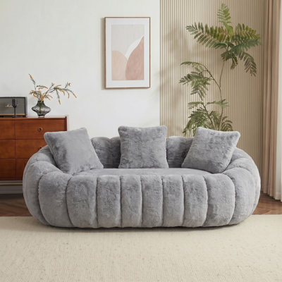 Floral-Shaped Double Sofa, Super Soft Faux-Fur Sofa