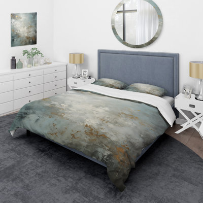Minimalisme gris Lunar Surface 5 - Ensemble de housse de couette Tachisme
