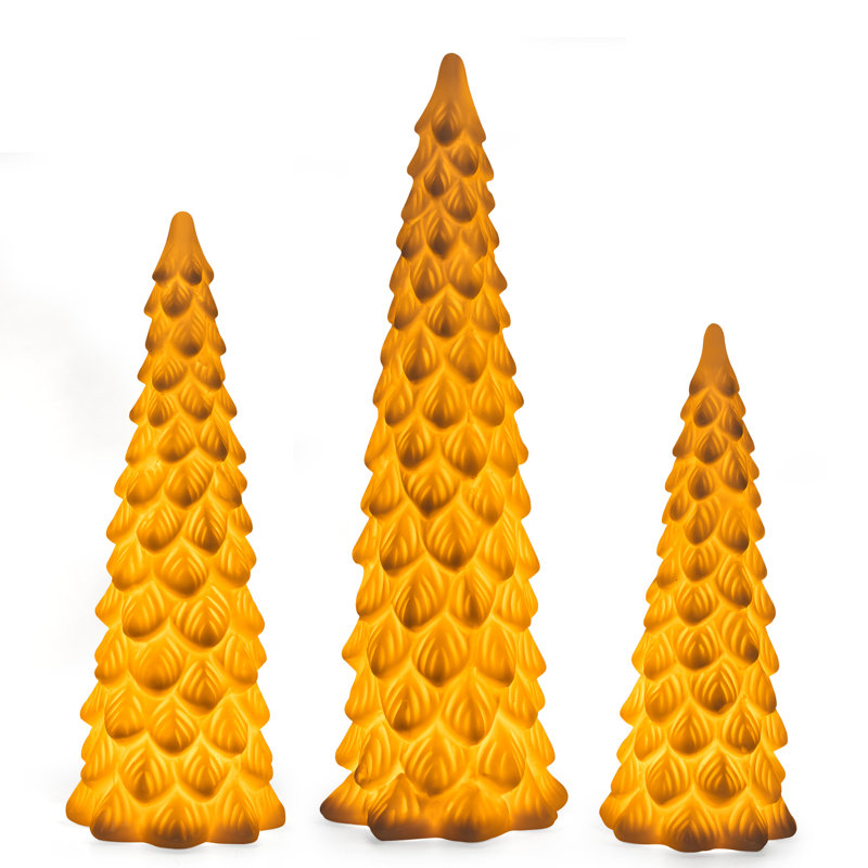 Ensemble de 3 lumières DEL pour arbre de Noël en céramique blanche Xmas