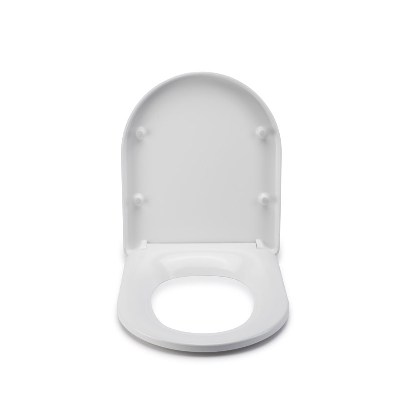 Eyre Soft Close Toilet Seat D Shape - Quick Release Button for Easy Cleaning and Adjustable Hinges with Top and Bottom Fixings Included, Antibacterial Treated Surface (White D-Shape)