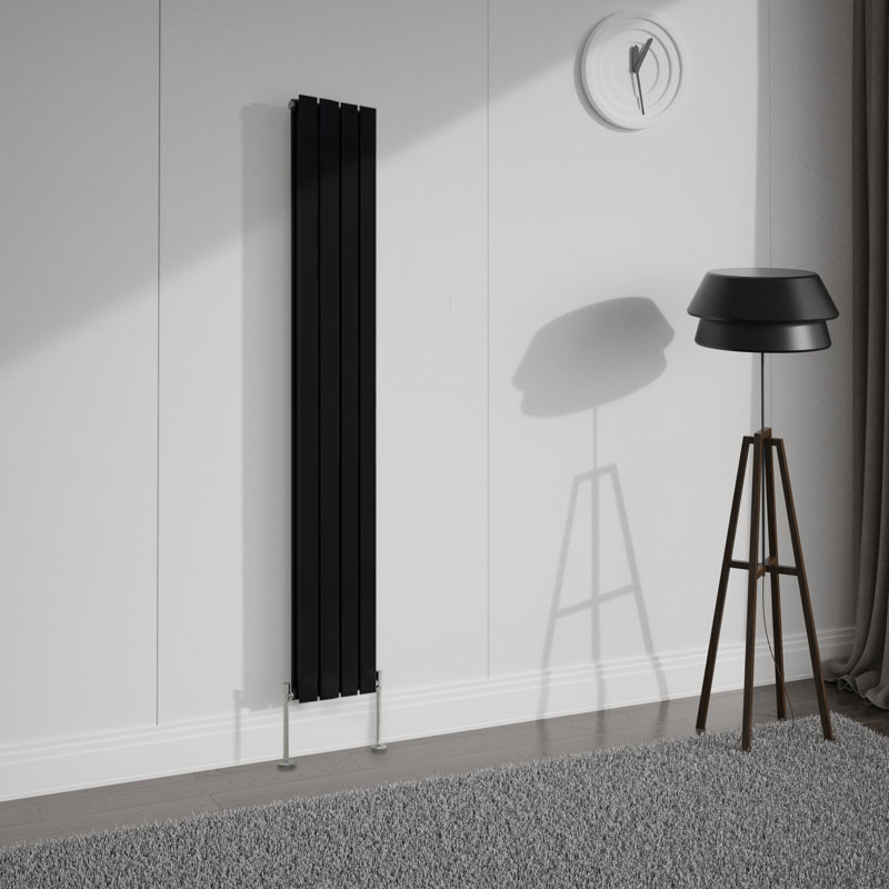 Shonna Vertical Double Flat Panel Radiator, 180cm H x 27.2cm W, Normal Black