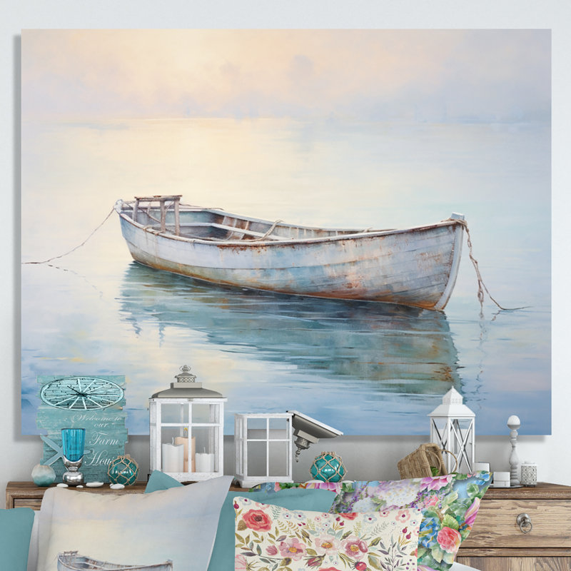 Bateau, eaux éthérées I - impressions sur toile, H 24 po x l 32 po, Toile tendue, Sans cadre
