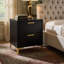 Black And Gold 2-Drawer Rectangular Nightstand-1332093138