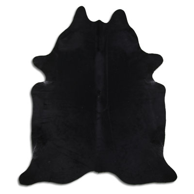 Custom Genuine Black Cowhide Rug