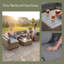 Ensemble de canapé 7 pièces en rotin gris avec table basse - conversation modulaire pour terrasse