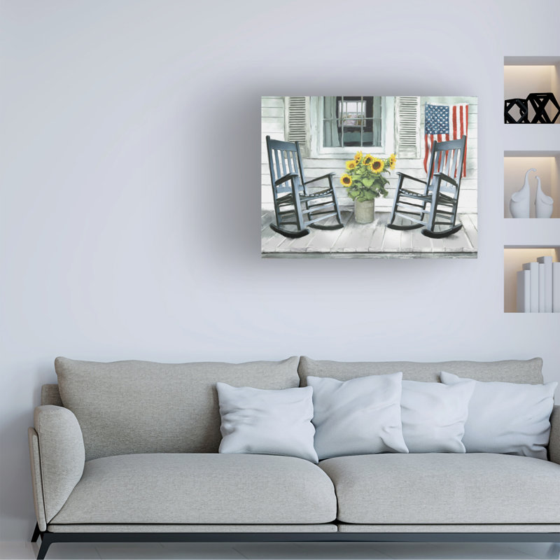 «All American Seaside Porch» par Arnica Burnstone, reproduction d'art sur toile tendue, H 18 po x l 24 po x P 2 po