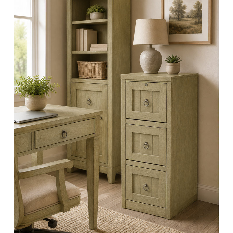 Kayla 17.25'' Wide 3 -Drawer Solid Wood File Cabinet, Rustic Green