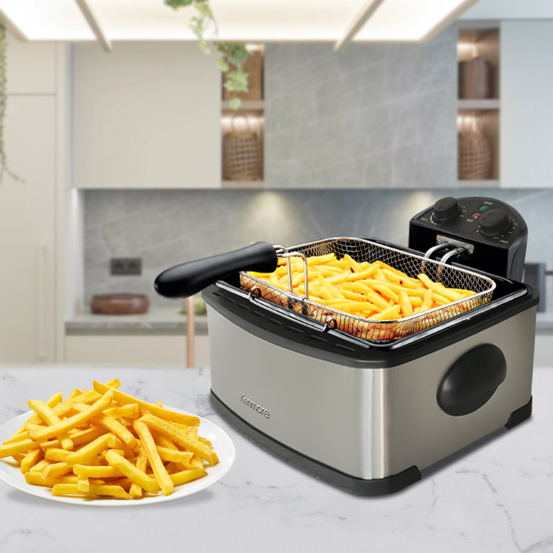 Kenmore 1700W 4 Liter Electric Deep Fryer & 3 Frying Baskets with Adjustable Temperature & Timer 