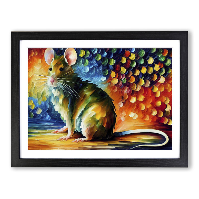 Rat Abstract - Single Picture Frame Painting, Black, 34cm H x 46cm W x 2cm D