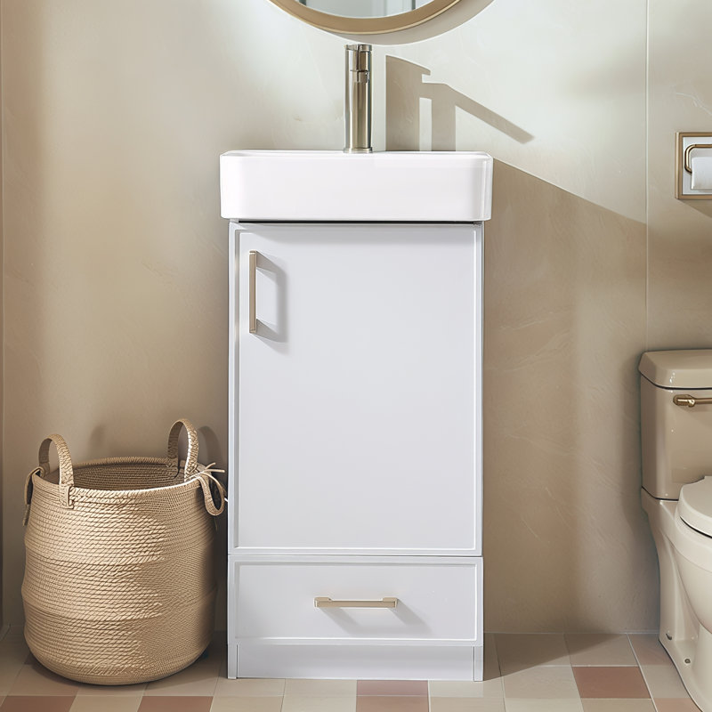 18'' Modern Free-Standing Single Bathroom Vanity Set, White