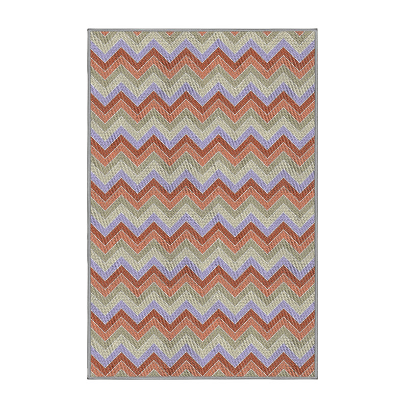 Tapis rouge/gris à motifs, Rectangle 5 pi x 7 pi