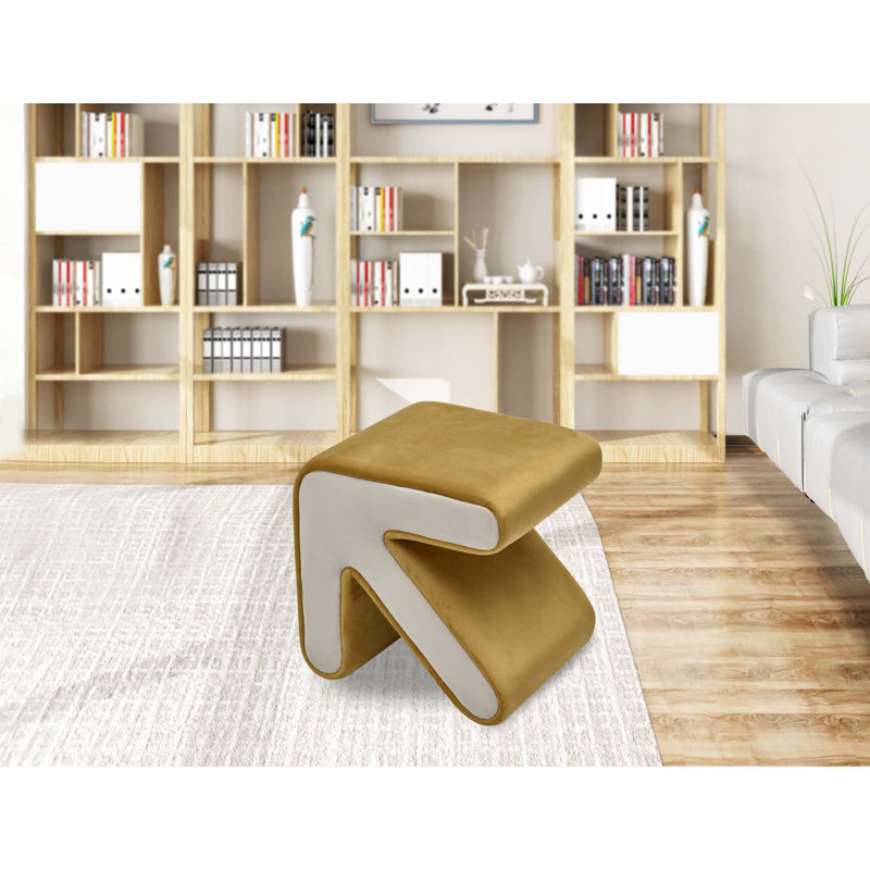 Repose-pieds rembourré Auryana, Gold/Beige Velvet
