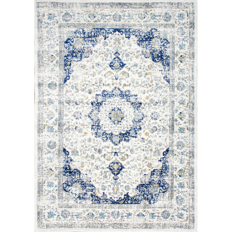 Juliea Distressed Medallion Oriental Power Loom Performance Rug