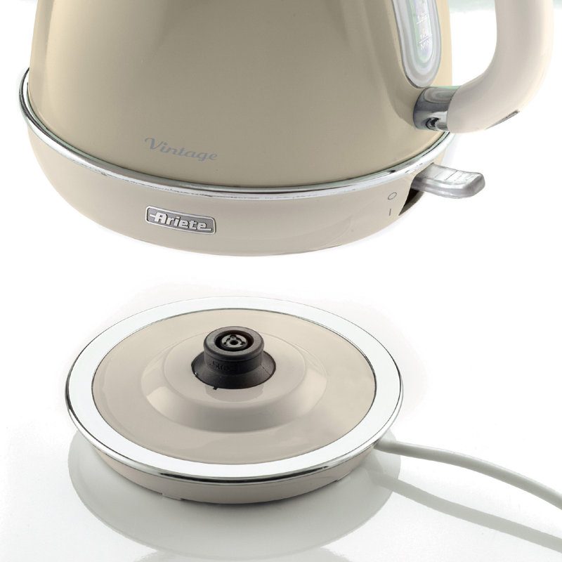 Ariete Vintage 1.7L Stainless Steel Jug Kettle with 2 Slice Toaster and 12 Cup Coffee Machine Set, Cream