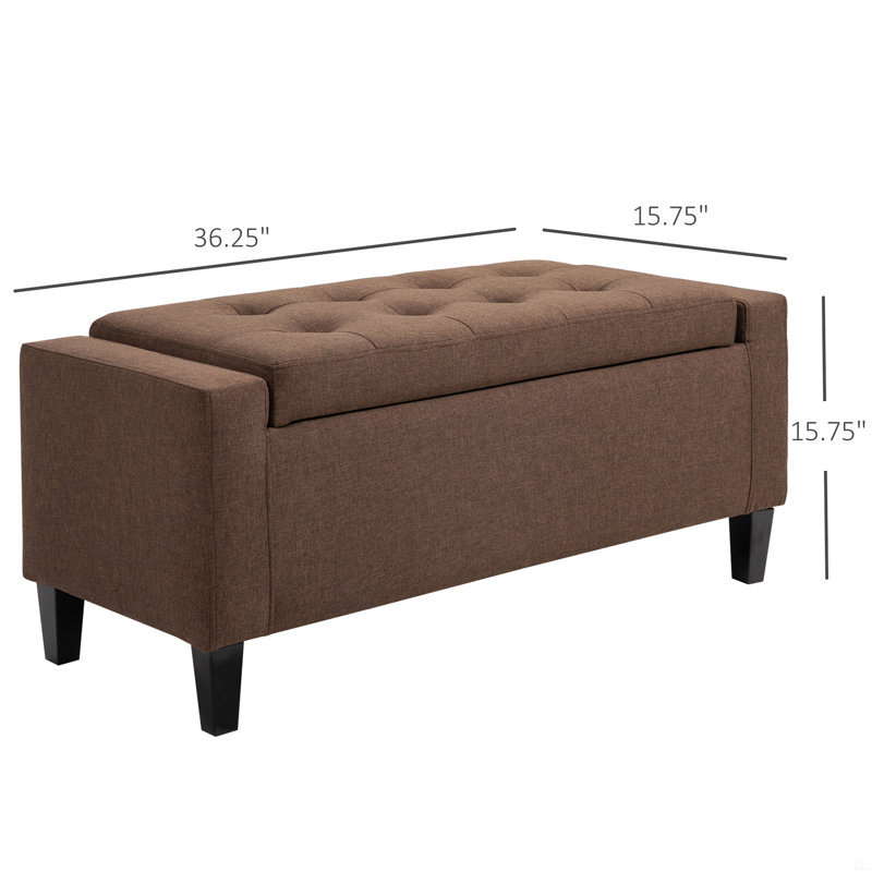 Banc de rangement avec repose-pieds avec plateau relevable et pieds en bois d'hévéa