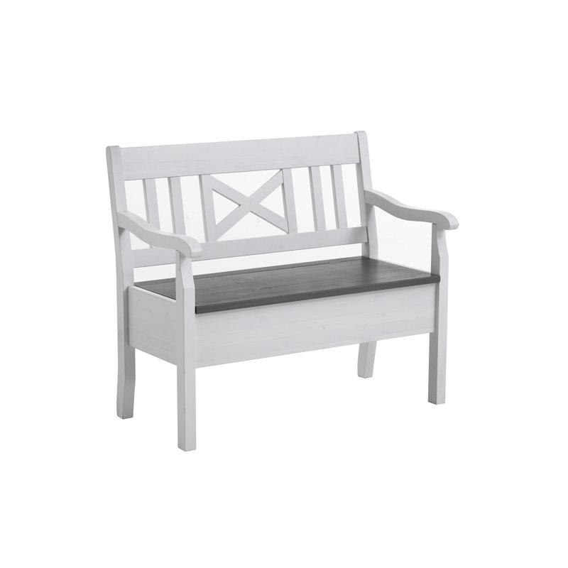 Manon Upholstered Storage Bench, White/Grey, Armless