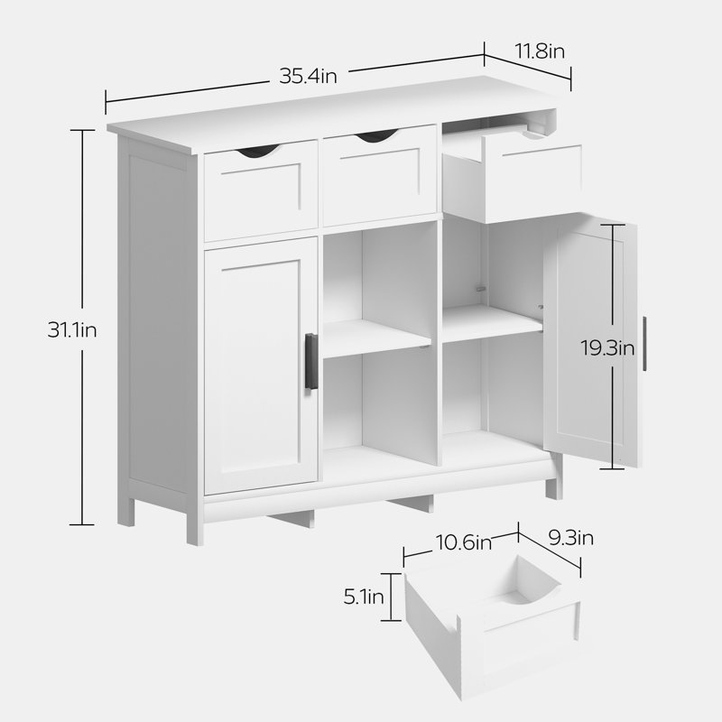 Console Armandino 35,43 po, Blanc