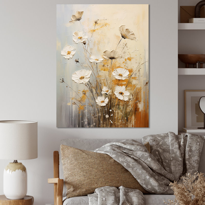 Beige Wildflowers Breeze I sur toile, Toile tendue, 20" H x 12" W