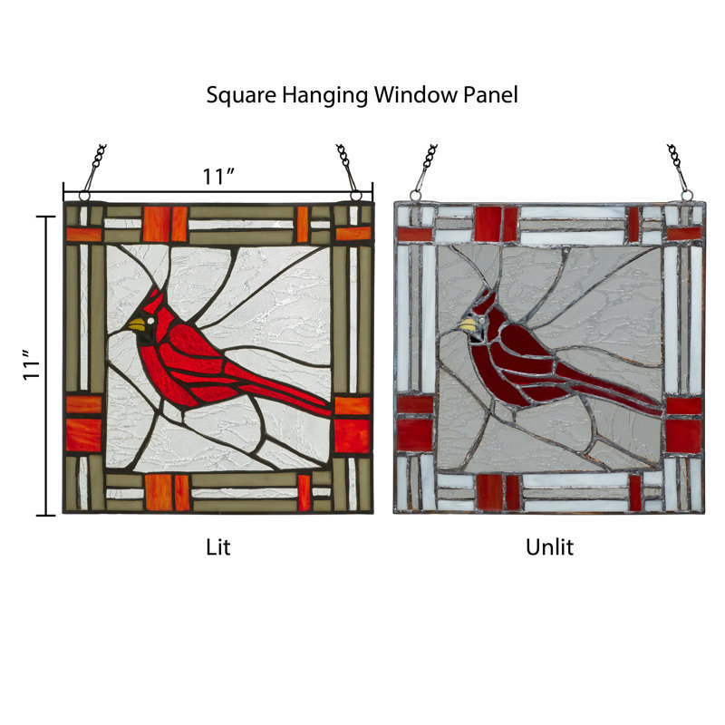 11"H Cardinal Stained Glass Window Panel