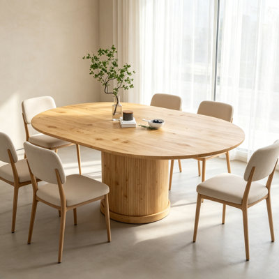 Table de salle à manger extensible 59 "avec base à piédestal 59"