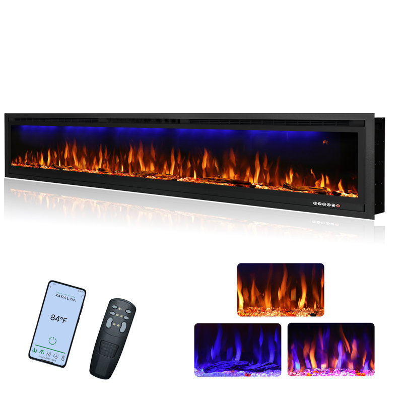 Electric Fireplace Inserts Smart , 17.72" H x 76.43" W x 6.3" D