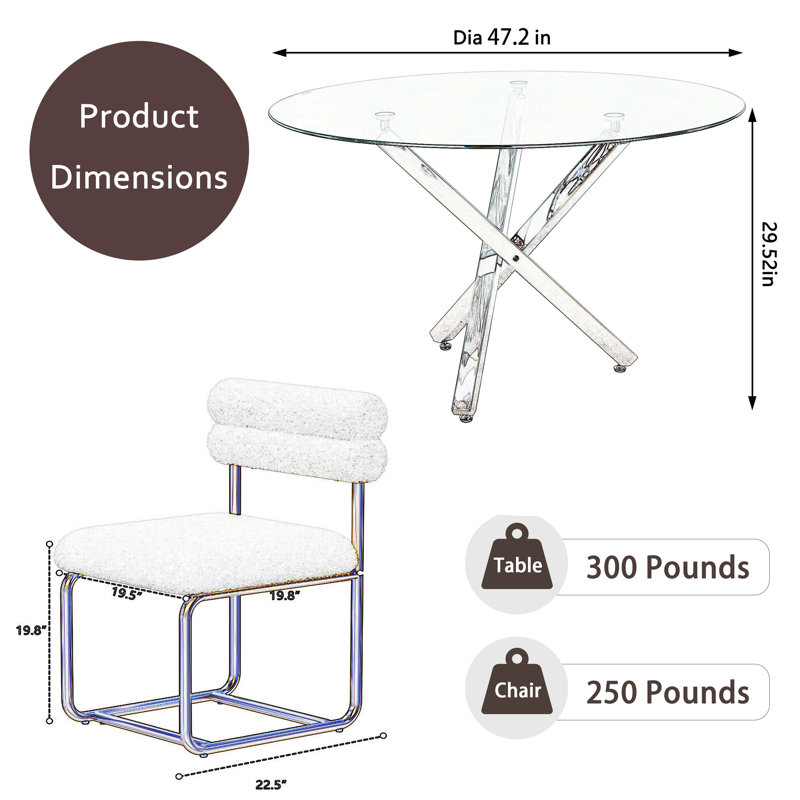 Round Glass Dining Set, 7