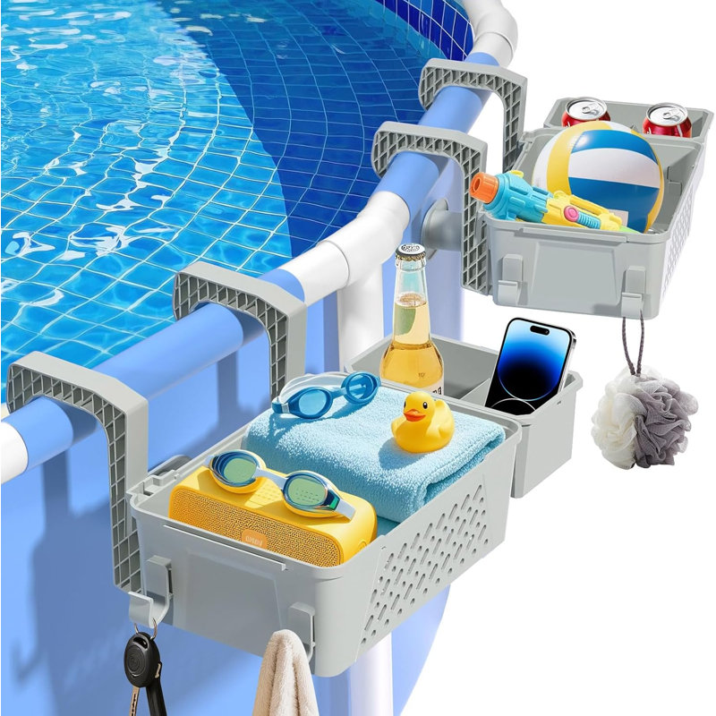 2-Pack Poolside Storage Basket with Cup Holder