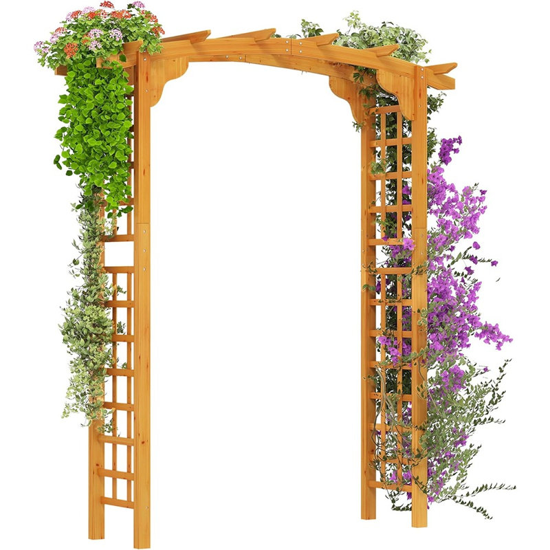 Arche de jardin en bois avec mur en treillis pour ...