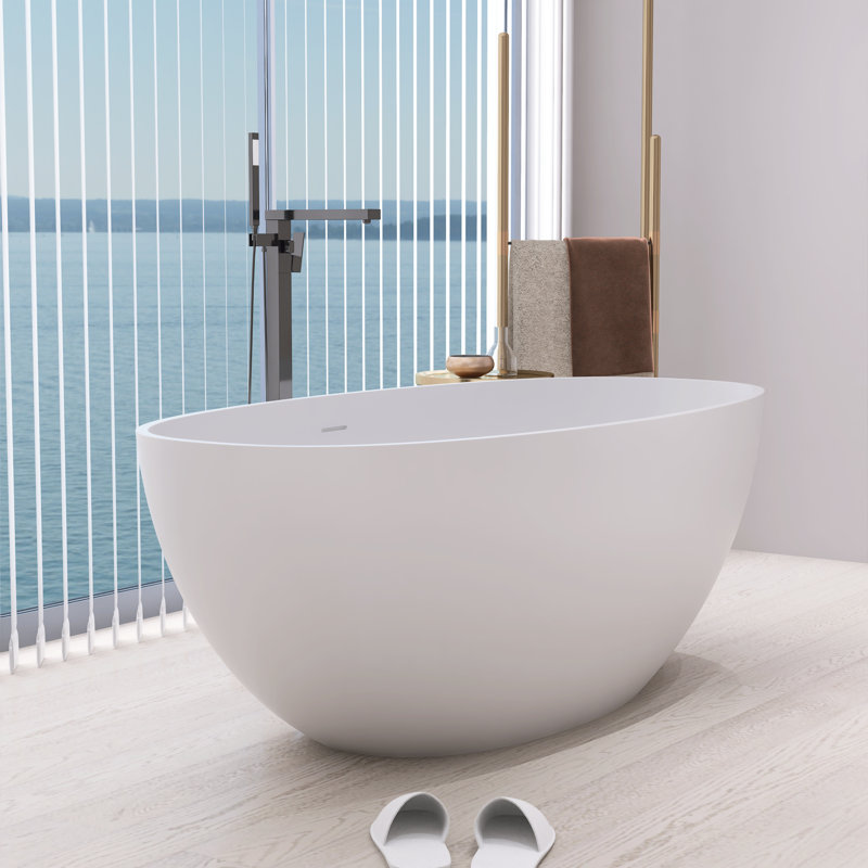 Baignoire de trempage autoportante de 61 po de largeur avec drain