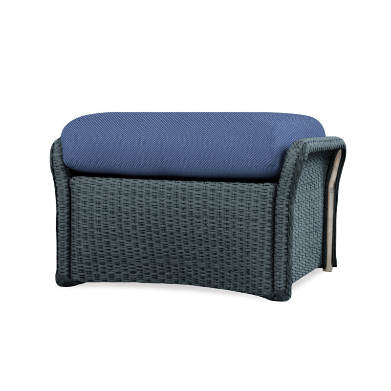 Weekend Retreat Outdoor Ottoman, Flagship Lapis Sunbrella®, White