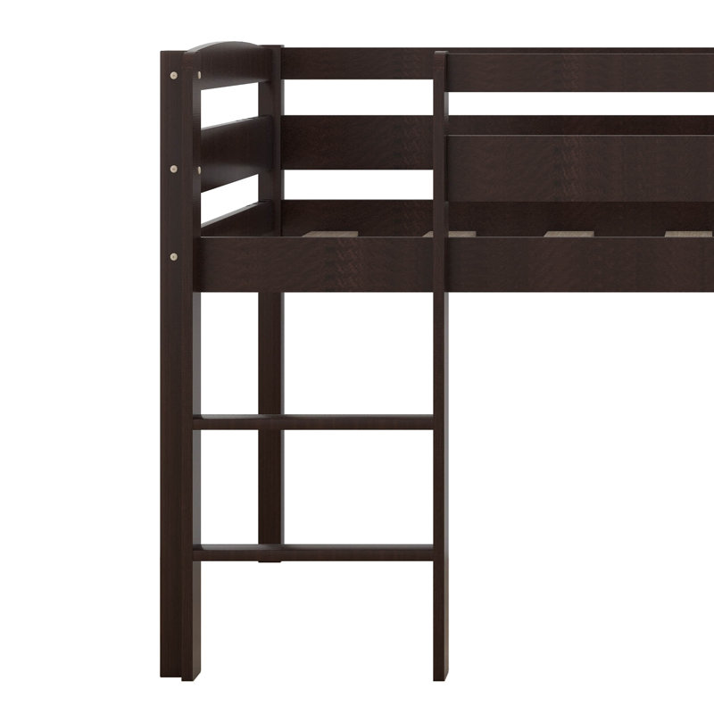 Lit mezzanine simple Haralampie, pour enfants, Espresso