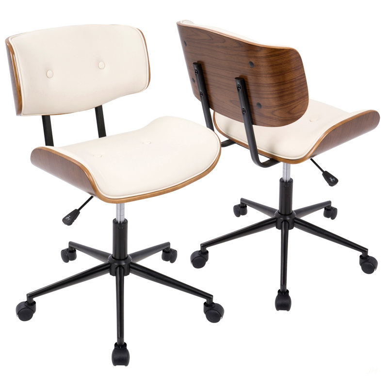 Chaise de bureau réglable Mid-Century moderne avec pivot, Crème