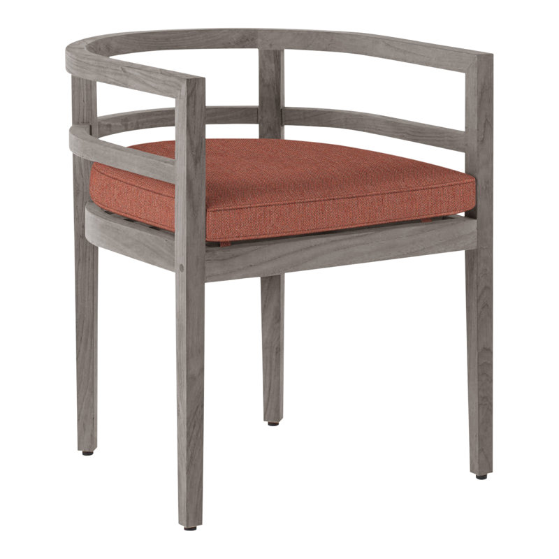 Santa Barbara Patio Dining Armchair with Cushions, Welt, Oyster Teak, Perigold Play Adobe