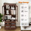 Élégante vitrine en bois avec portes et tiroirs en verre, armoire de rangement avec éclairage DEL, grande capacité et finition imperméable-121515905