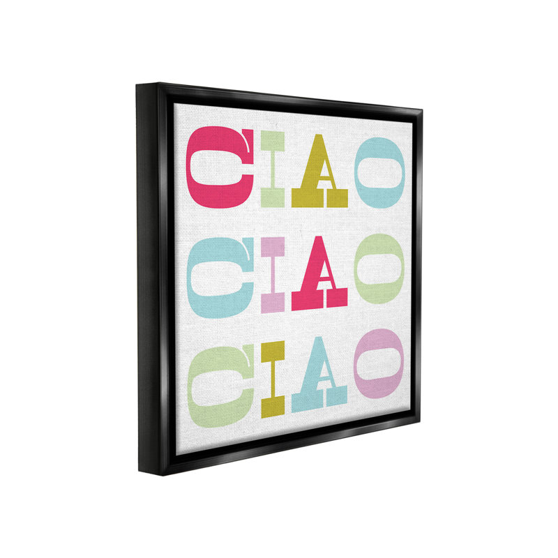 "Typed Cao Typographie" par Lil 'Rue sur toile, H 25 po x l 25 po, Cadre flottant noir de jais