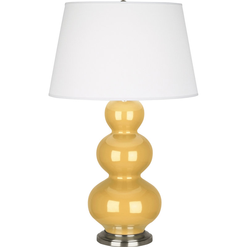 Triple Gourd Ceramic Table Lamp, Sunset Yellow/Antique Silver, Antique Silver