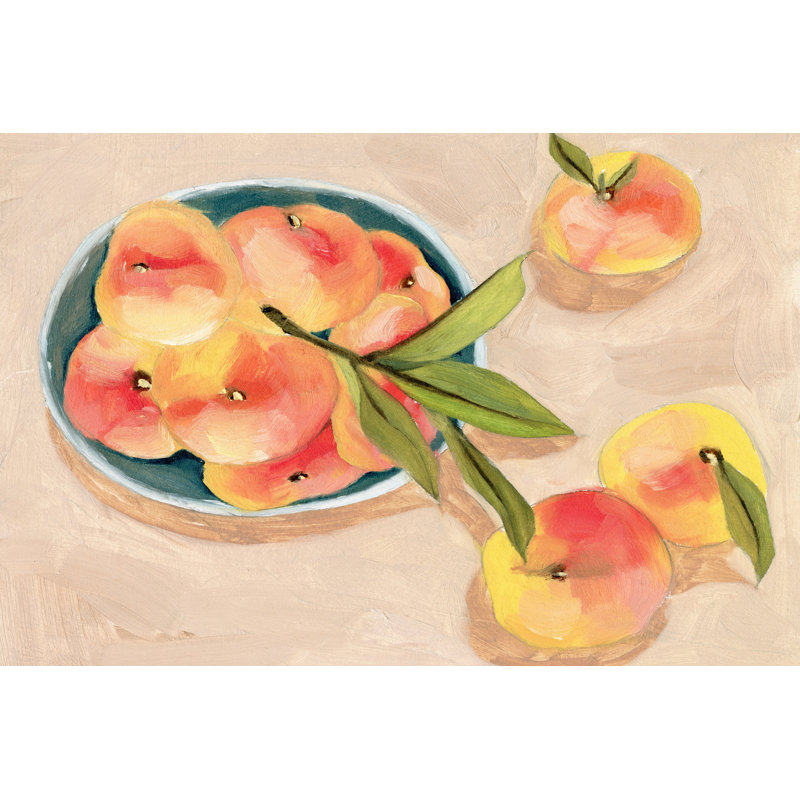 Saturn Peaches I by Melissa Wang - Wrapped Canvas Painting, 30cm H x 46cm W, Black Floater Framed
