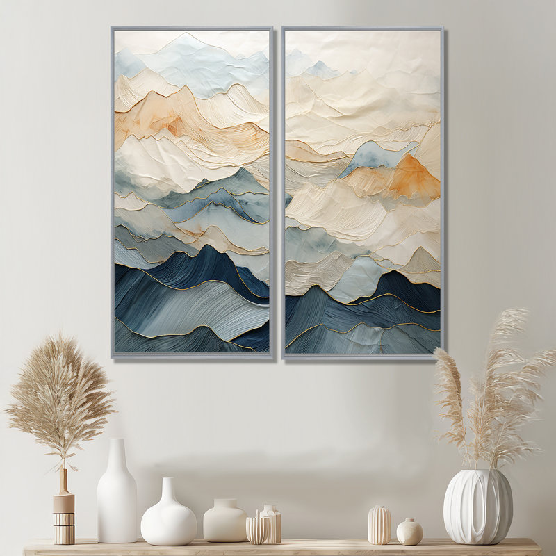 Majestic Mountain Peaks - Art mural traditionnel, 20" H x 24" W, Impression encadrée flottante, Silver