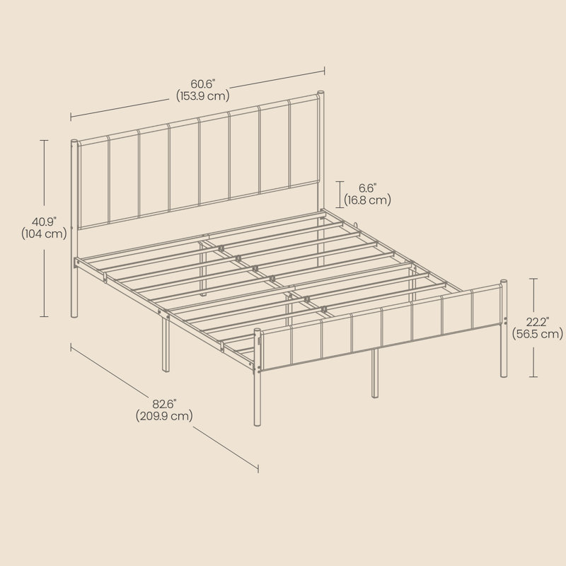 Bed, Gray, Queen