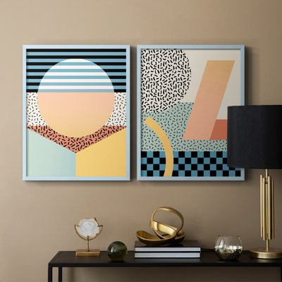 Moderne Memphis III - reproduction encadrée de qualité supérieure - prête à être accrochée - aucun clou requis - aucun clou requis