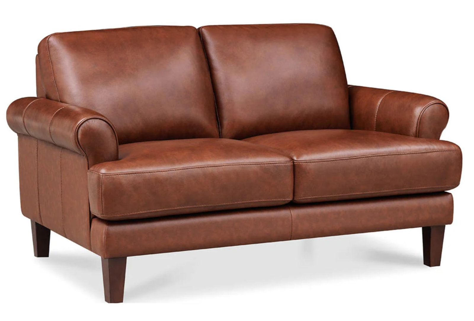 Maybell Top Grain Leather Loveseat, Red