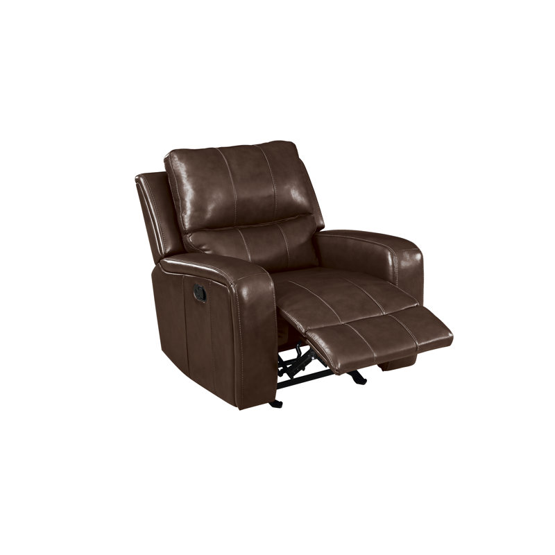 Fauteuil inclinable et oscillant en cuir Joela, Brun, Manuel - repousser