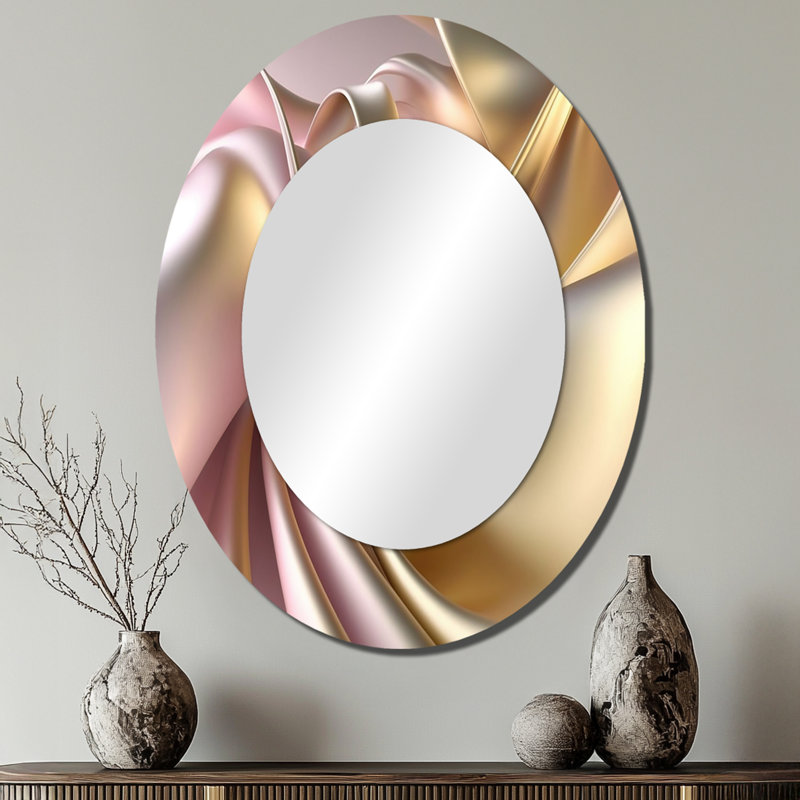 Miroir mural moderne ovale fluide aux nuances dorées et taupe VII, 40 po x 30 po