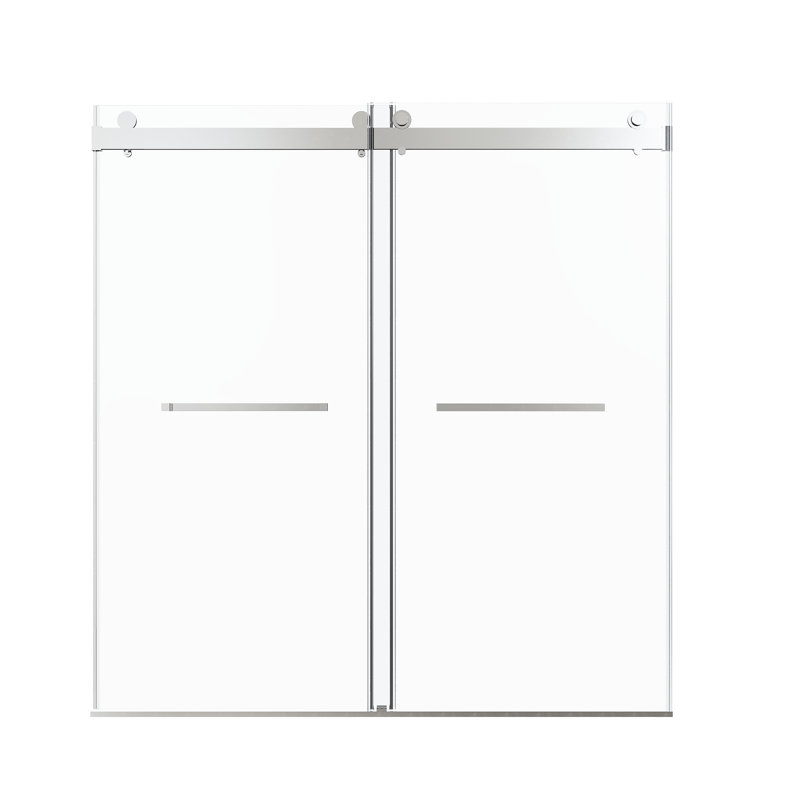 Double porte de douche coulissante à fermeture en douceur, 68-72 po * 76 po, verre trempé de 3/8 po