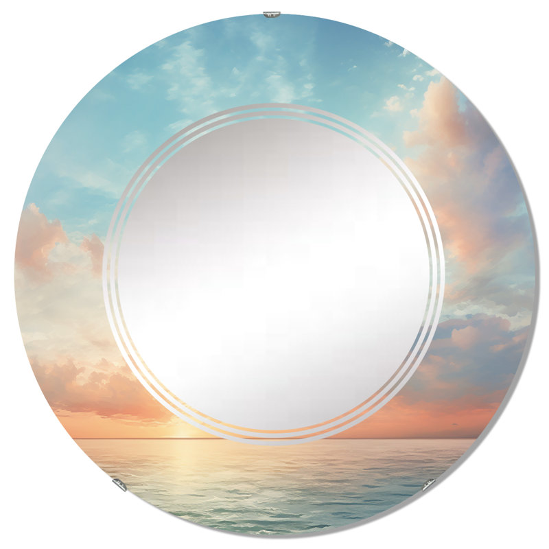 Baizen - Miroir mural rond, 32 po x 32 po