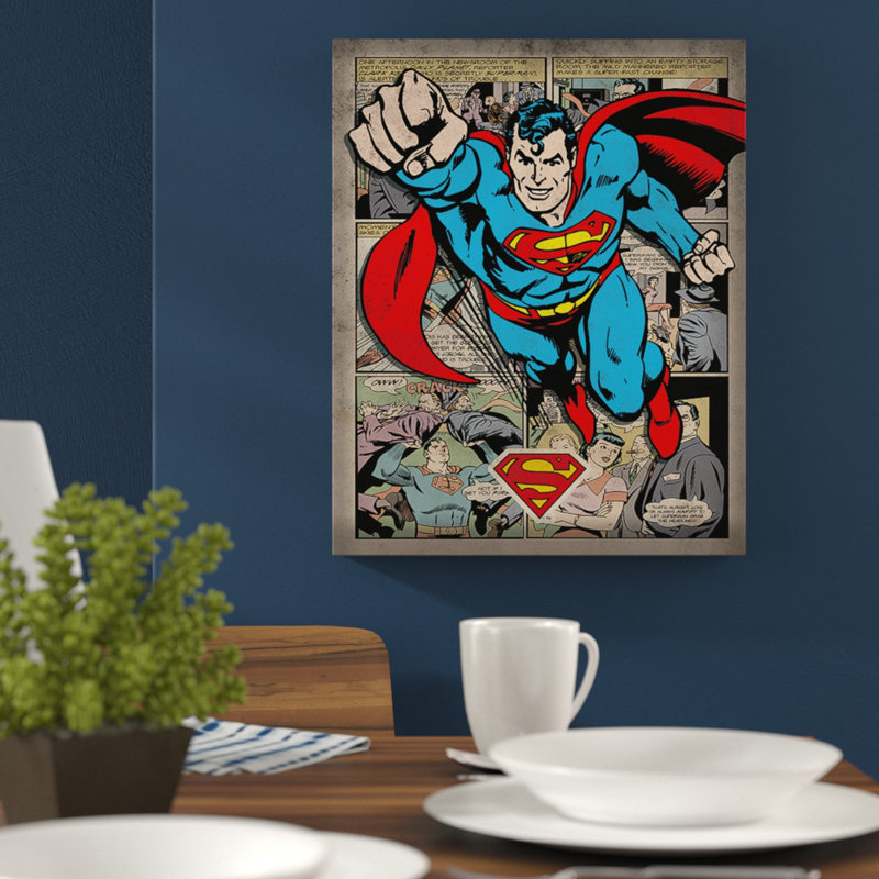 Superman Comic Montage Graphic Art Print on Canvas, 80cm H x 60cm W x 3.8cm D