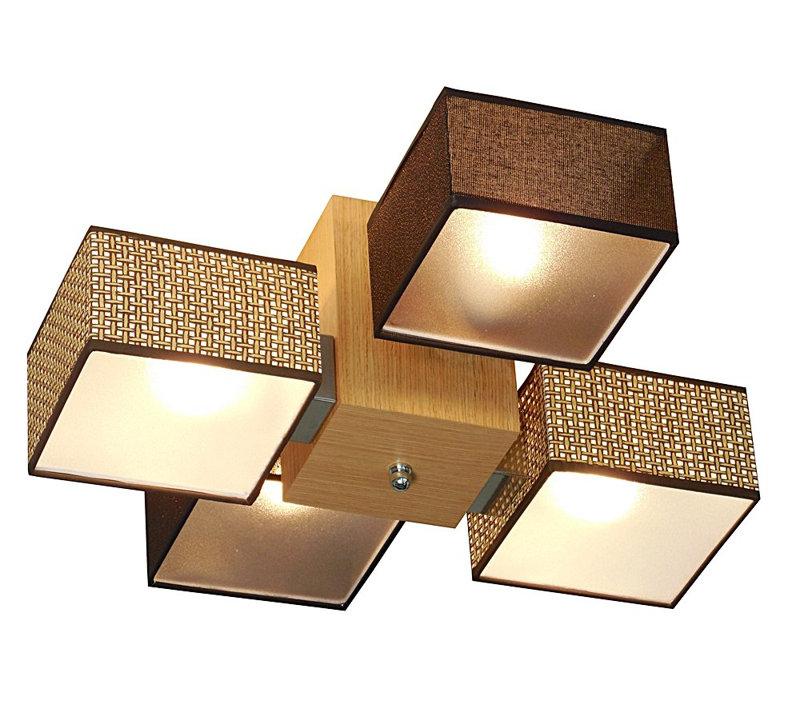 Miranda Semi Flush Mount, Wenge, Gold/White