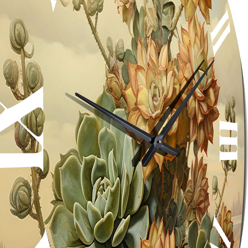Horloge murale «Blossoming Succulent In The Wild I», Très grand