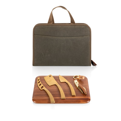 Monterey Travel Cheese Knife Set with Distressed Waxed Canvas Bag