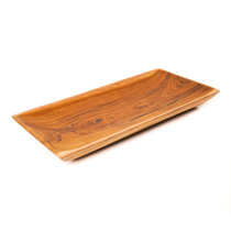 Acacia Wood Serving Tray Durable Dishwasher Safe Rectangular Party Plates Household Tableware, Size: 20*10cm, Black